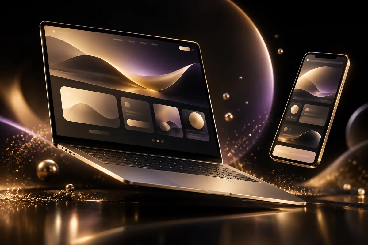 Laptop and phone showing an elegant website design